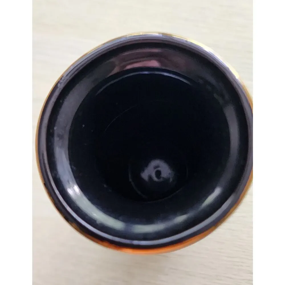 Japanese Black Floral Vase Gold Trim Poppy Design 6